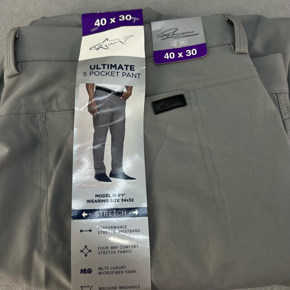 NWT Greg Norman Golf Pant Men's 40x30 Grey Ultimate Stretch Straight Leg - Picture 14 of 15